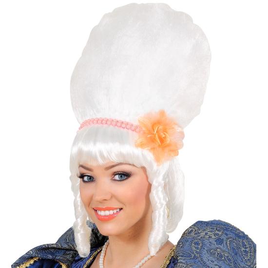 Peluca de Marquesa con perlas blancas.
