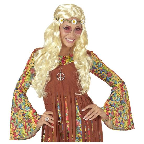 Peluca Medieval o Hippie Rubia Flores