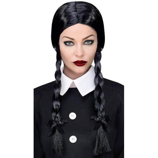 Peluca Miércoles Addams negra