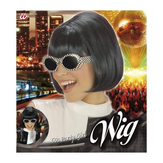 Peluca mujer años 70 color negra