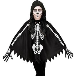 Poncho Infantil de Esqueleto con Capucha – Disfraz de Halloween y Carnaval