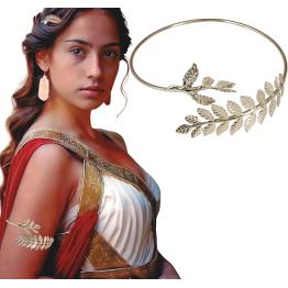 Pulsera Metálica de Laureles - Accesorio de Diosa Griega o Romana