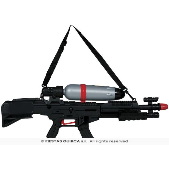 Rifle Lanzador de Agua (72 cm) - Juguete de Arma de Fuego para Fiestas de Verano y Graduación - Ideal para Cumpleaños y Despedidas de Soltero - Niños y Adultos - Negro Plata