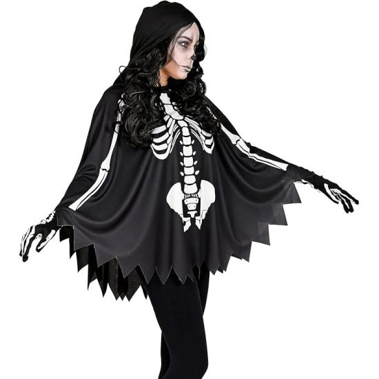SKELETON – Poncho con Capucha y Estampado de Huesos