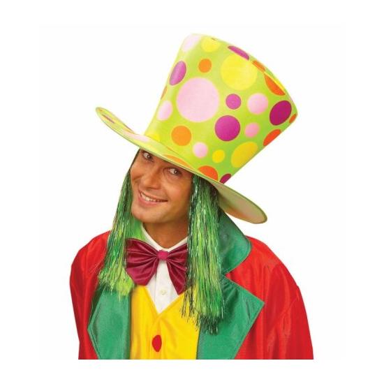 SOMBRERO COPA GIGANTE FLUORESCENTE CON LUNARES Y PELO