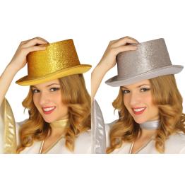 Sombrero de Copa Brillante – Dorado o Plateado (Adulto)